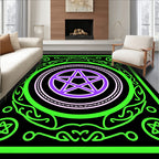 Mystic Pentagram Neon Border Rug