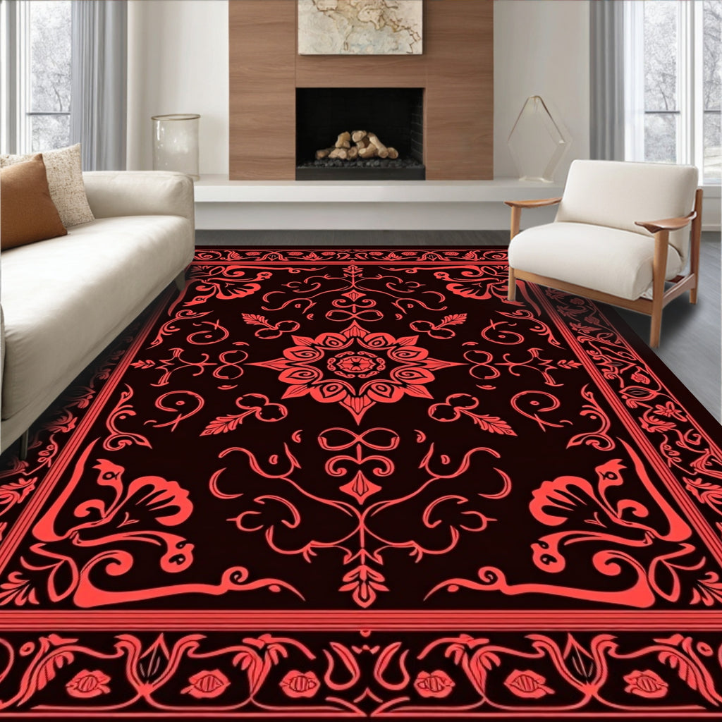 Ornate Floral Motif Mandala Design Rug