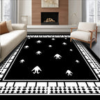 Abstract Figures Black White Geometric Rug