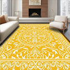 Ornate Yellow White Mandala Pattern Rug