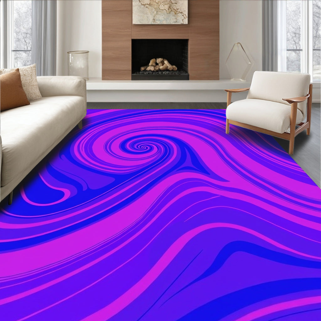 Abstract Swirl Pattern Violet Rug