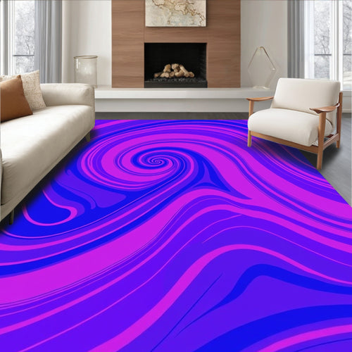 Abstract Swirl Pattern Violet Rug