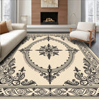Intricate Oval Floral Frame Rug