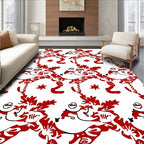 Bold Scarlet Leaf Scroll Decoration Rug