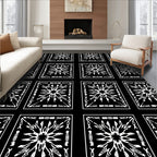 Monochromatic Starburst Square Pattern Rug