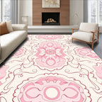 Pale Pink Floral Mandala Design Rug
