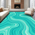 Aqua Marble Swirls Pattern Rug