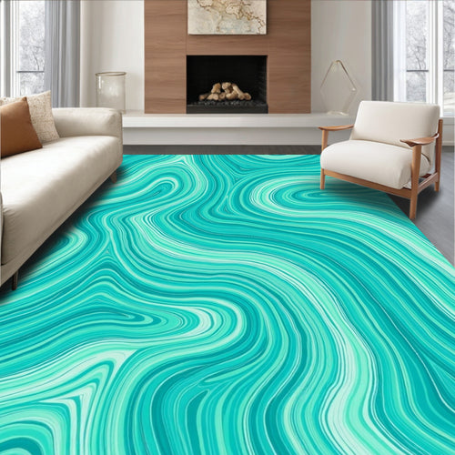 Aqua Marble Swirls Pattern Rug