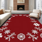 Winter Snowflake Border Design Rug