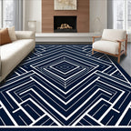 Sharp Geometric Art Deco Navy Diamond Rug
