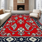 Red Floral Vine Classic Pattern Rug