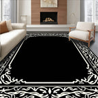 Elegant White Floral Border Design Rug