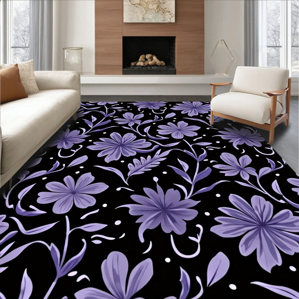 Bold Purple Floral Vines Rug
