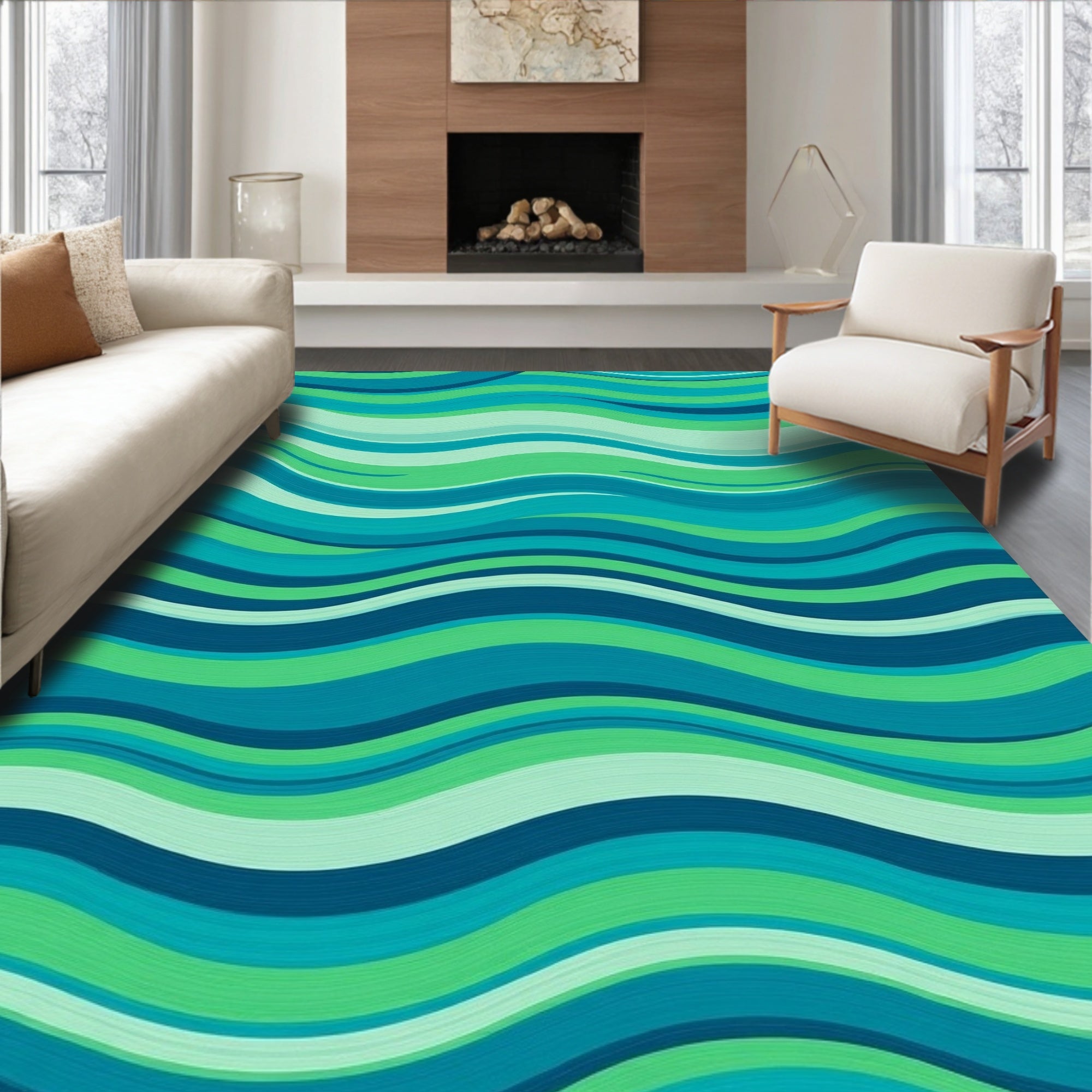 Oceanic Waves Pattern Rug