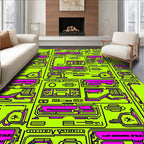 Neon Pink Geometric Futuristic Design Rug