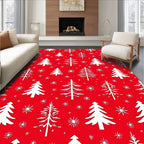 Red Snow Tree Pattern Rug