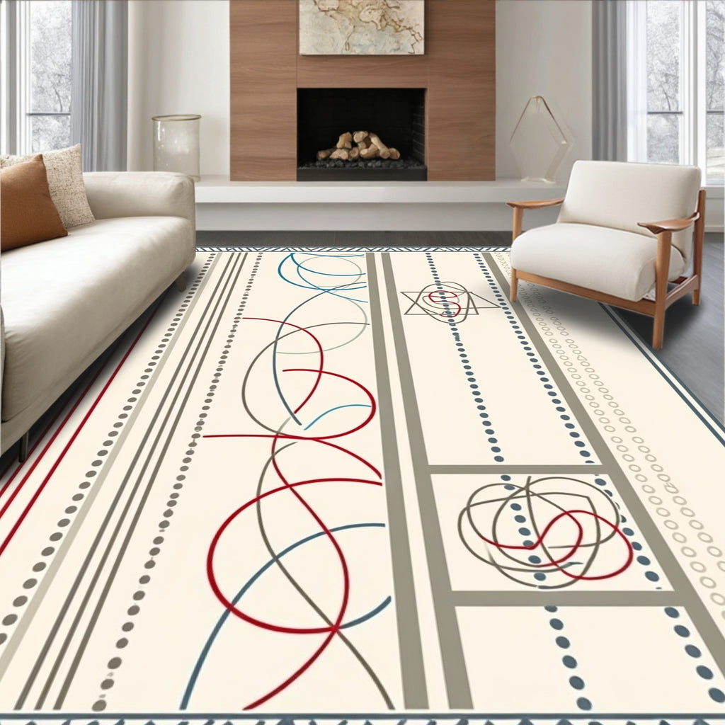 Striking Geometric Intertwined Lines Rug