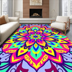 Vibrant Neon Mandala Pattern Rug