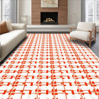 Modern Red Grid Pattern Rug