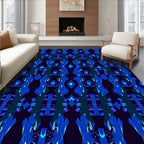 Geometric Blue Crystal Pattern Rug