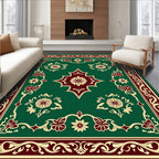 Elegant Floral Medallion Border Design Rug