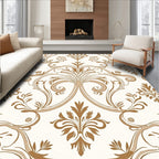Elegant Bronze Floral Scrolls Fabric Rug
