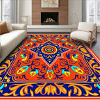 Vibrant Floral Medallion Pattern Design Rug
