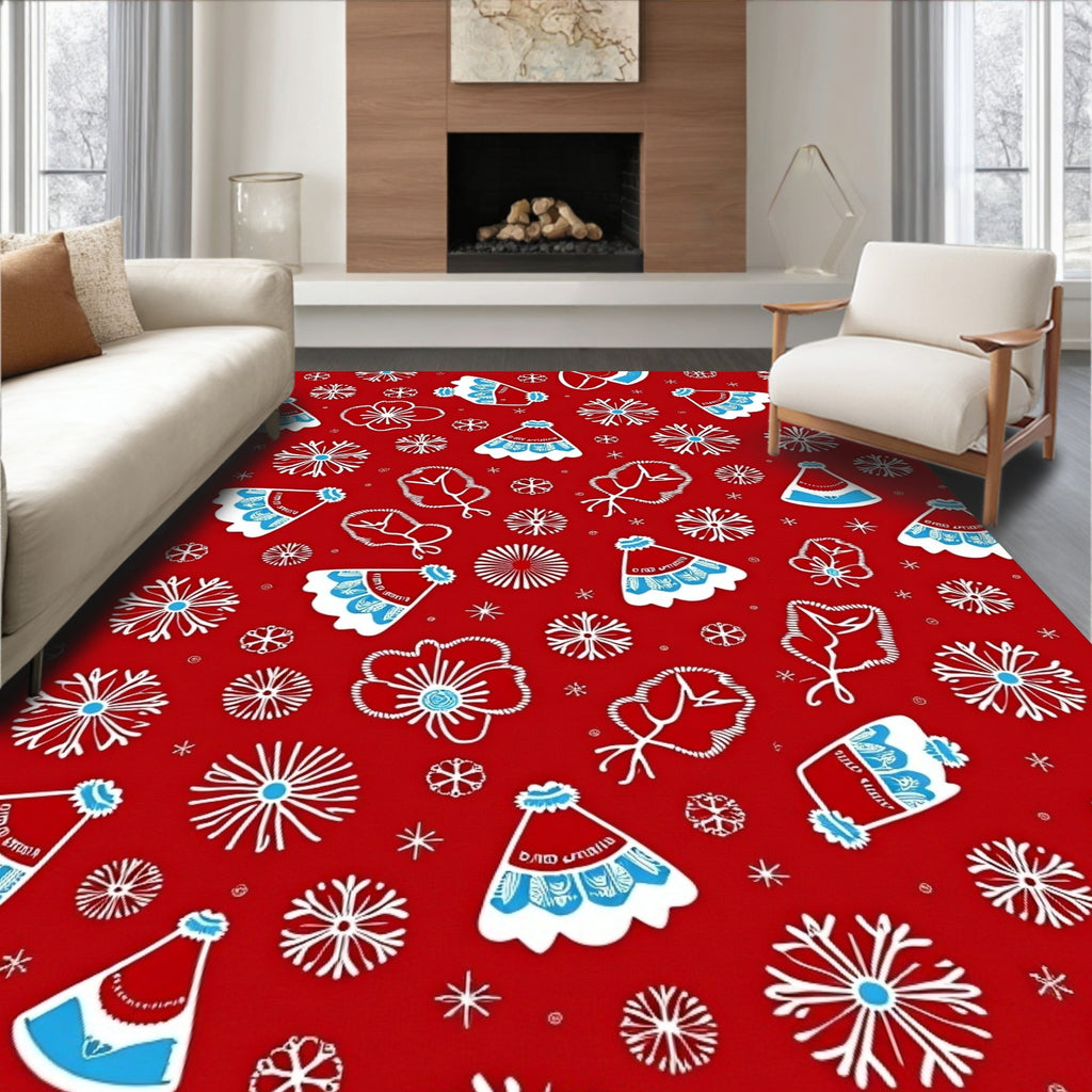Festive Red White Blue Holiday Accents Rug