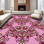 Ornate Floral Damask Pink Pattern Rug