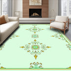 Light Green Floral Scroll Pattern Rug