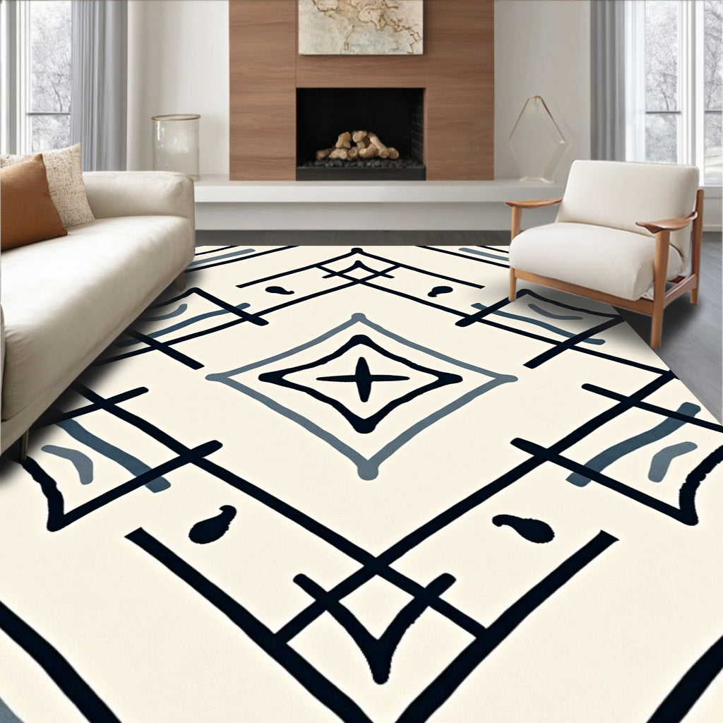 Geometric Abstract Diamond Pattern Rug