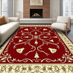 Ornate Red Cream Floral Medallion Rug