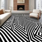 Black White Geometric Optical Illusion Rug
