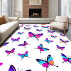 Vibrant Multi Colored Butterfly Pattern Rug