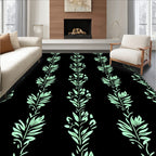 Light Green Botanical Vertical Stripe Rug