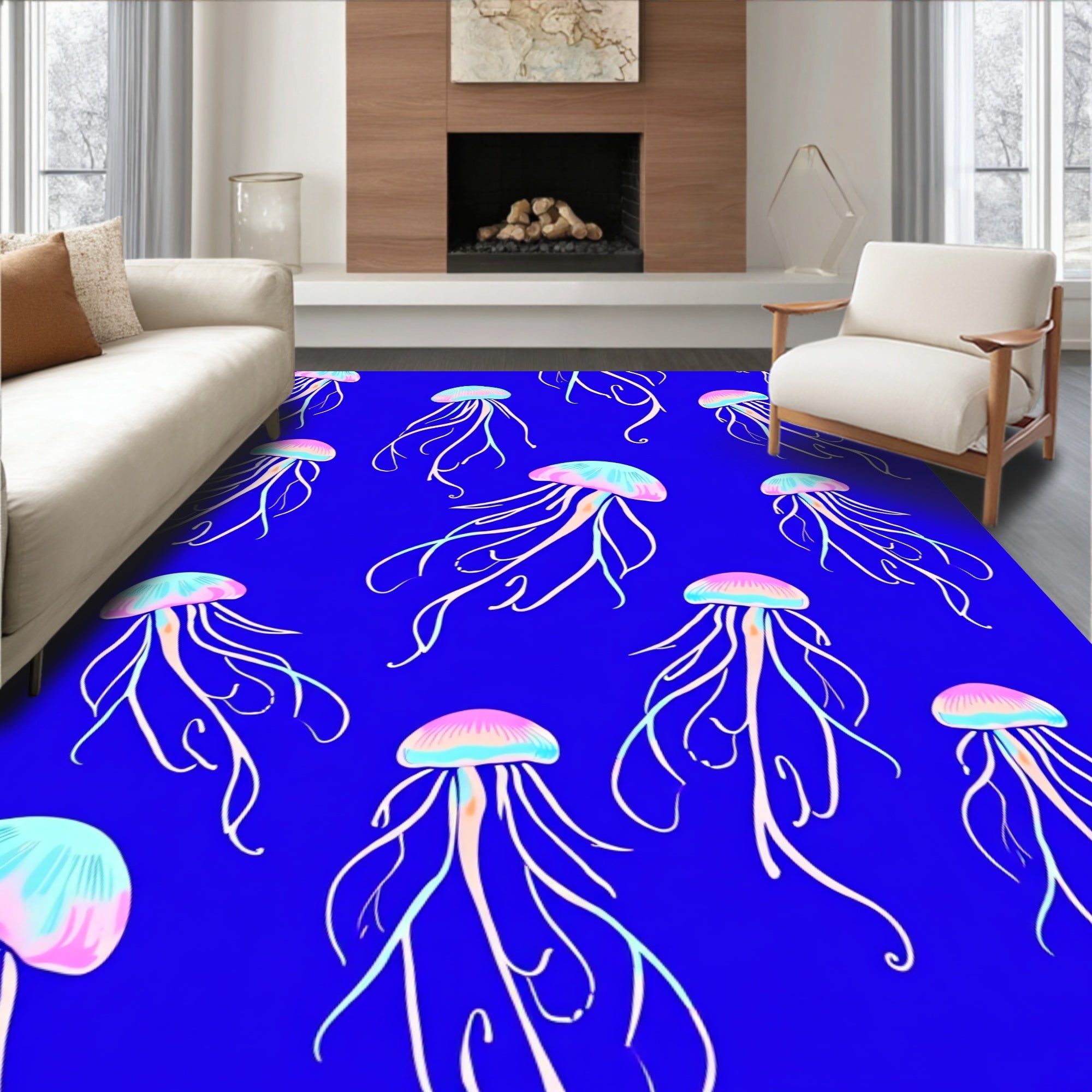 Oceanic Jellyfish Pattern Rug
