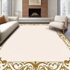 Intricate Gold Scrollwork Border Design Rug