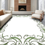 Elegant Green Floral Swirls Pattern Rug