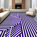 Bold Purple White Striped Geometric Rug