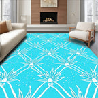 White Floral Diamond Pattern Rug