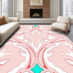 Pink Abstract Swirl Floral Accent Rug