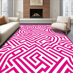 Graphic Pink Maze Pattern Rug