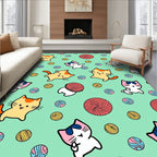 Cute Cats and Yarn Balls Pattern Rug