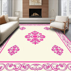 Vibrant Floral Motif Bordered Design Rug