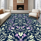 Floral Vines In Navy And Lilac Rug
