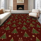 Festive Green Pine Tree Pattern Rug
