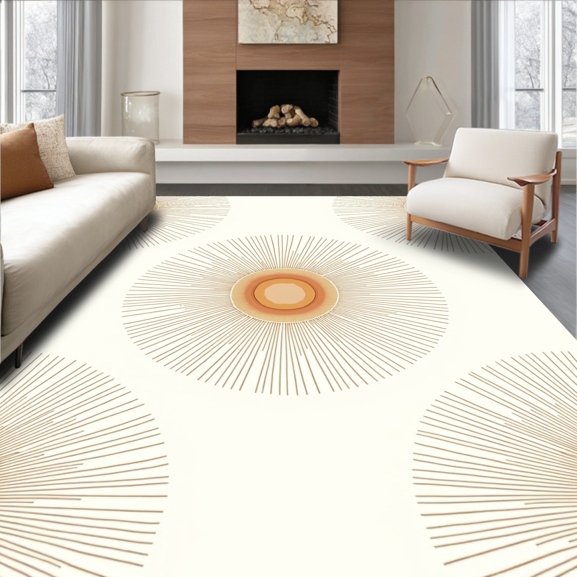 Minimalist Sun Burst Pattern Rug