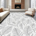 Line Art Botanical Leafy Pattern Rug