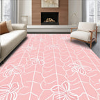Light Pink Floral Leaf Pattern Rug