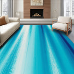 Ocean Blue Vertical Stripe Art Rug
